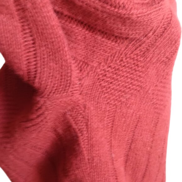 Vintage Medium Women's Turtleneck Sweater 1970's Rusty Red Ribbed Knit Velma - Picture 6 of 6